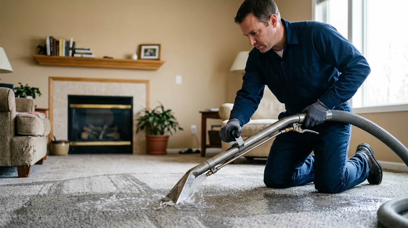 Water damage restoration technician working near Haslett, MI